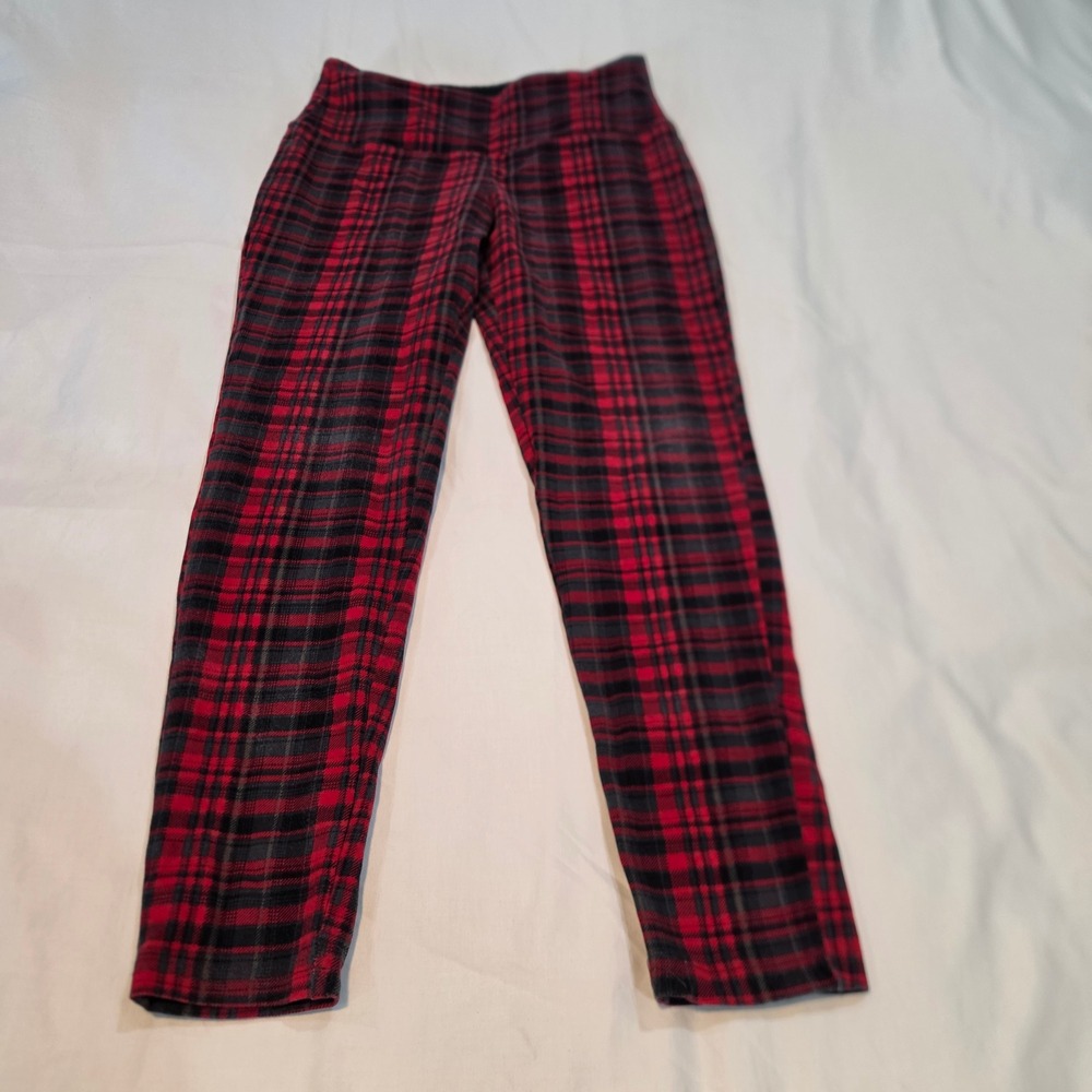 Intro Love The Fit Leggings Women Small Red Plaid Excellent Tummy Control